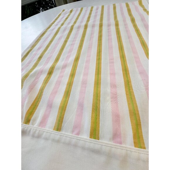 Vintage 70s pillowcase, striped pink yellow and white, single pillow sham - Picture 3 of 9
